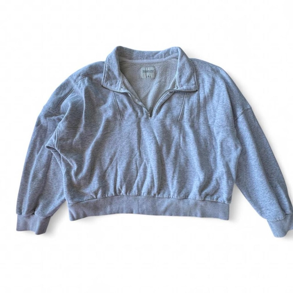 Abercrombie & Fitch Crop Pullover Sweatshirt Gray XL Preppy Coquette Collegiate